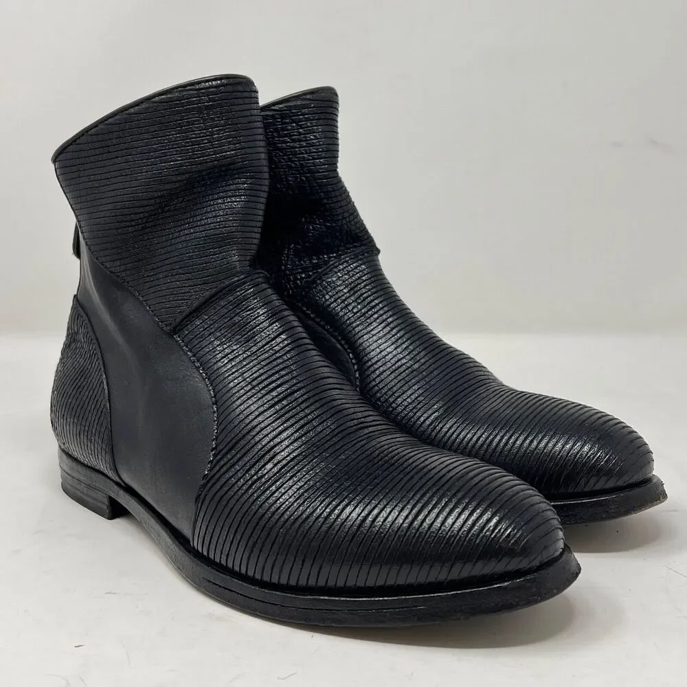 MoMa Mens Black Leather Ankle Boots Zip Chelsea Size US 7.5 Made In Italy 38